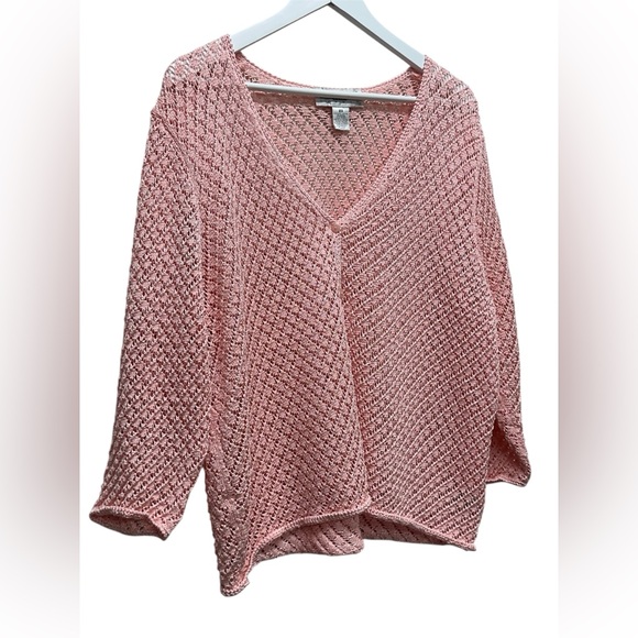 Norton Studio Sweaters - Norton Studio Women’s Vintage Pink V-Neck Knit Sweater Cardigan 2X Cottagecore